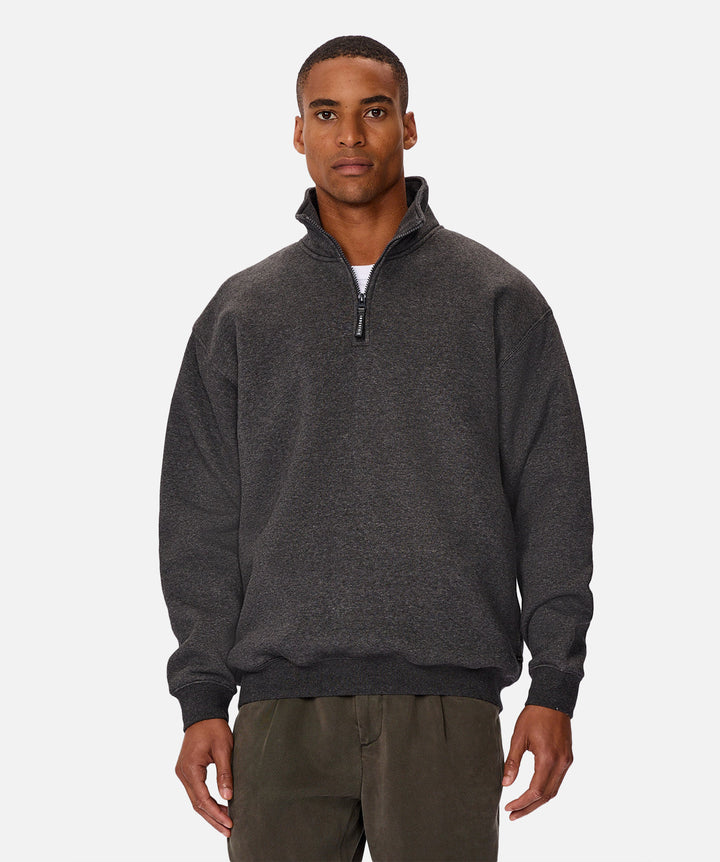 The Staunton Quarter Zip Sweatshirt - Charcoal Marle