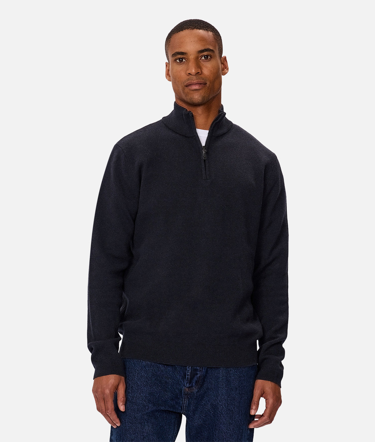 The Lakewood Zip Neck Knit - Dk Navy – Industrie US