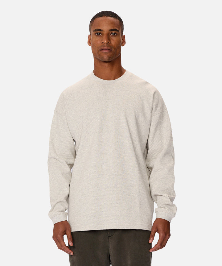 The Bridgeport Waffle Long Sleeve T-Shirt - Oatmeal Marle