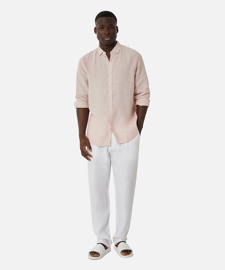 The Tennyson Linen Long Sleeve Button Up Shirt - Light Pink