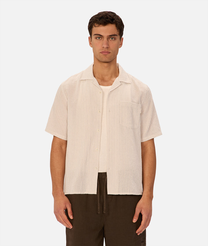 The Frescati Short Sleeve Shirt - Off White / Blue / Grey