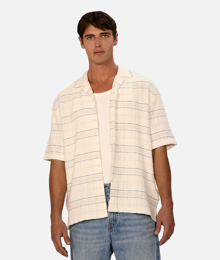 The Caparica Short Sleeve Shirt - White Light Blue
