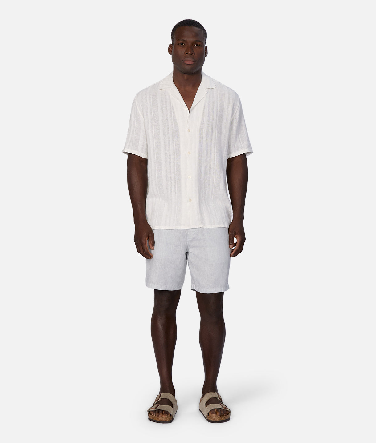 【SATIIIZ】Luen Stripe Short Sleeve Shirt Jay Stripe Short Sleeve Shirt - satiiiz