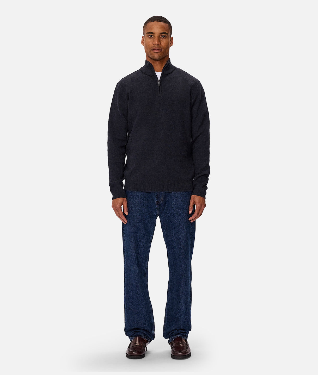 The Lakewood Zip Neck Knit - Dk Navy – Industrie US