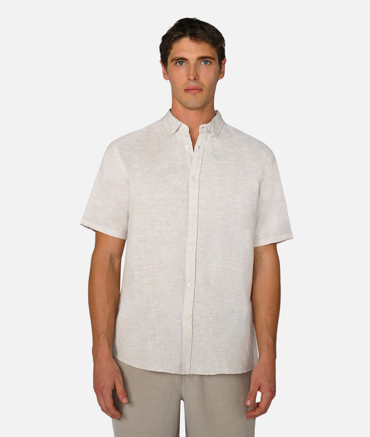 The Tennyson Linen Blend Short Sleeve Shirt - Kalamata