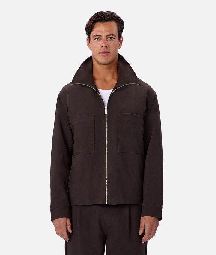 The Light Lusso Zip Thru Jacket - Dark Aubergine