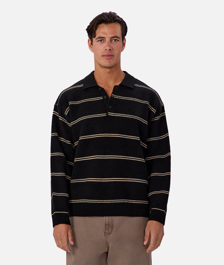 The Ludlow Striped Knit - Black / Stone