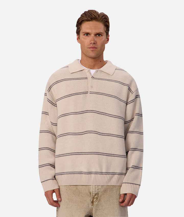 The Ludlow Striped Knit - Cream / Grey