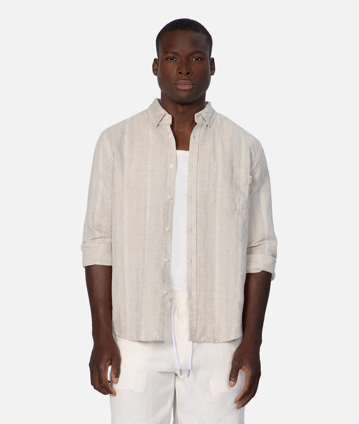 The Bahrain Long Sleeve Linen Shirt - Wheat