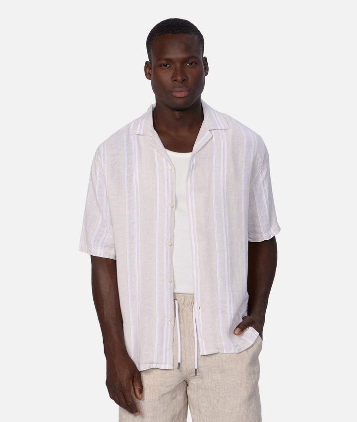 The Castino Short Sleeve Linen Shirt - Sand Ecru