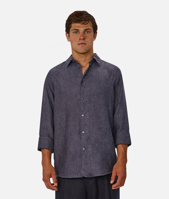 The St Martins Long Sleeve Linen Shirt - Denim