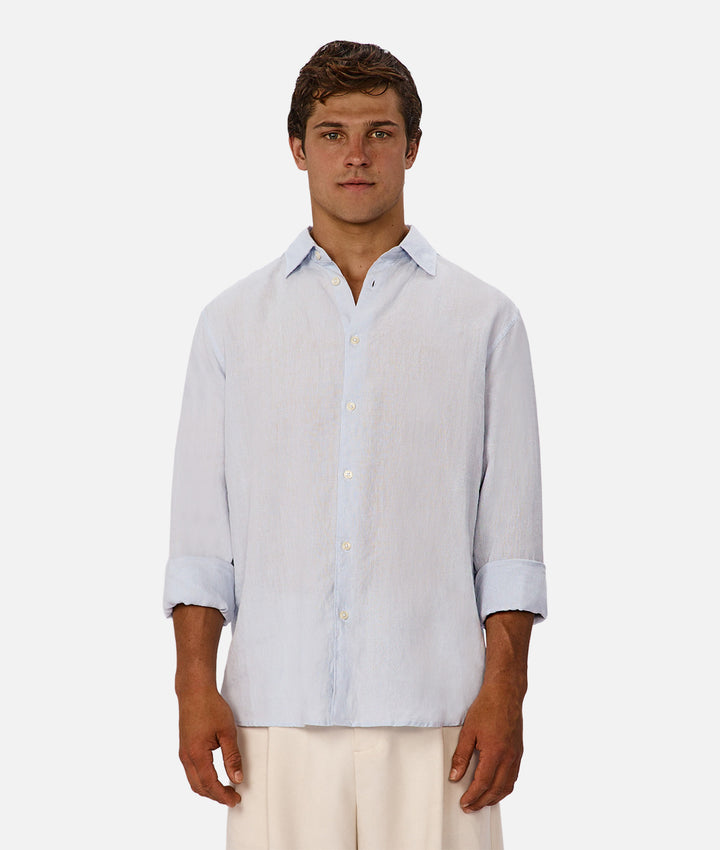 The St Martins Long Sleeve Linen Shirt - Powder Blue