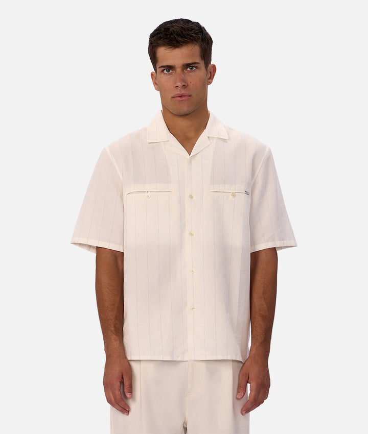 The Malibu Short Sleeve Shirt - Cream / Lt Blue