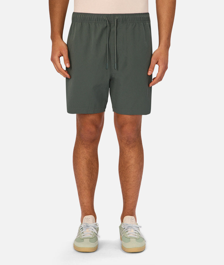 The New Seersucker Swim Short - Marine