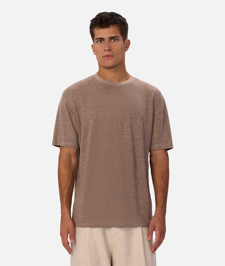 The Linen Lusso T-Shirt - Walnut