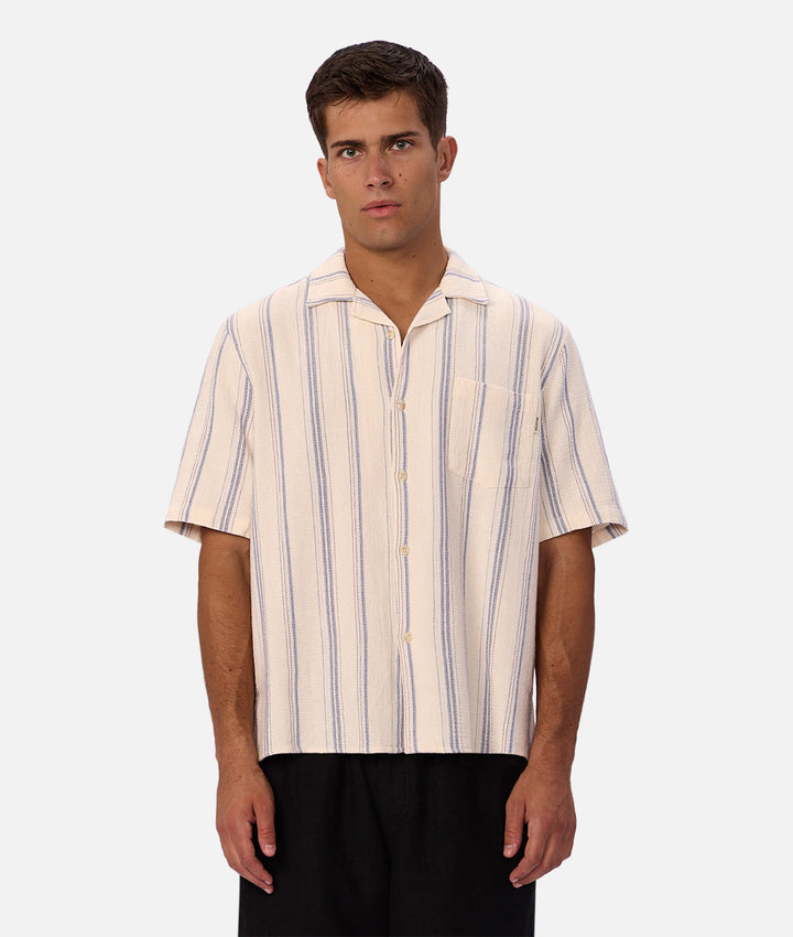 The Bowment Short Sleeve Shirt - Natural Blue Combo