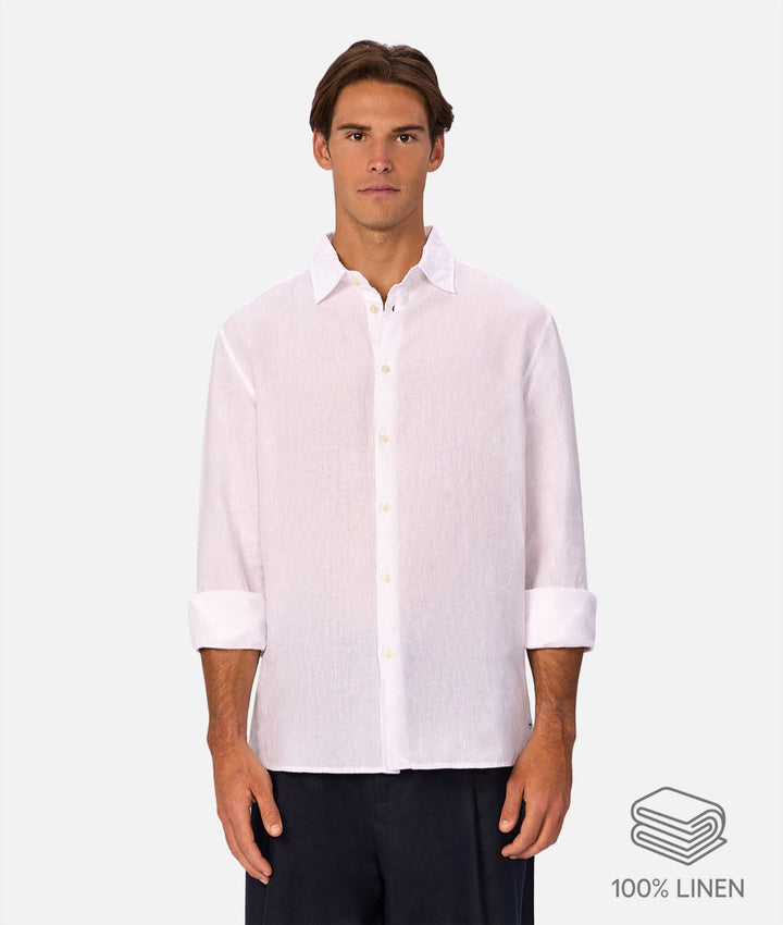 The St Martins Long Sleeve Linen Shirt - Winter White