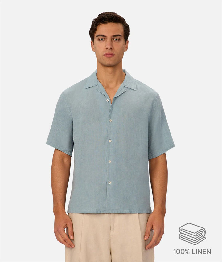 The St Martins Short Sleeve Linen Shirt - Marine