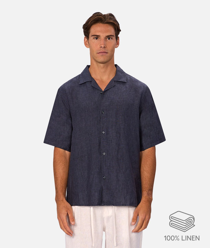 The St Martins Short Sleeve Linen Shirt - Denim