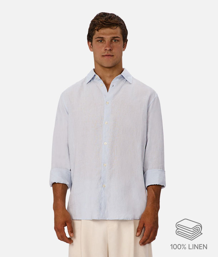 The St Martins Long Sleeve Linen Shirt - Powder Blue