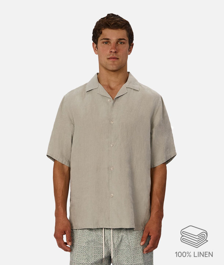 The St Martins Short Sleeve Linen Shirt - Spruce