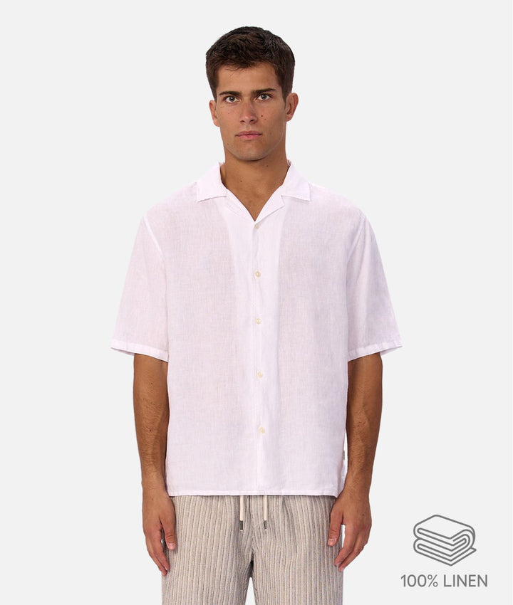 The St Martins Short Sleeve Linen Shirt - Winter White