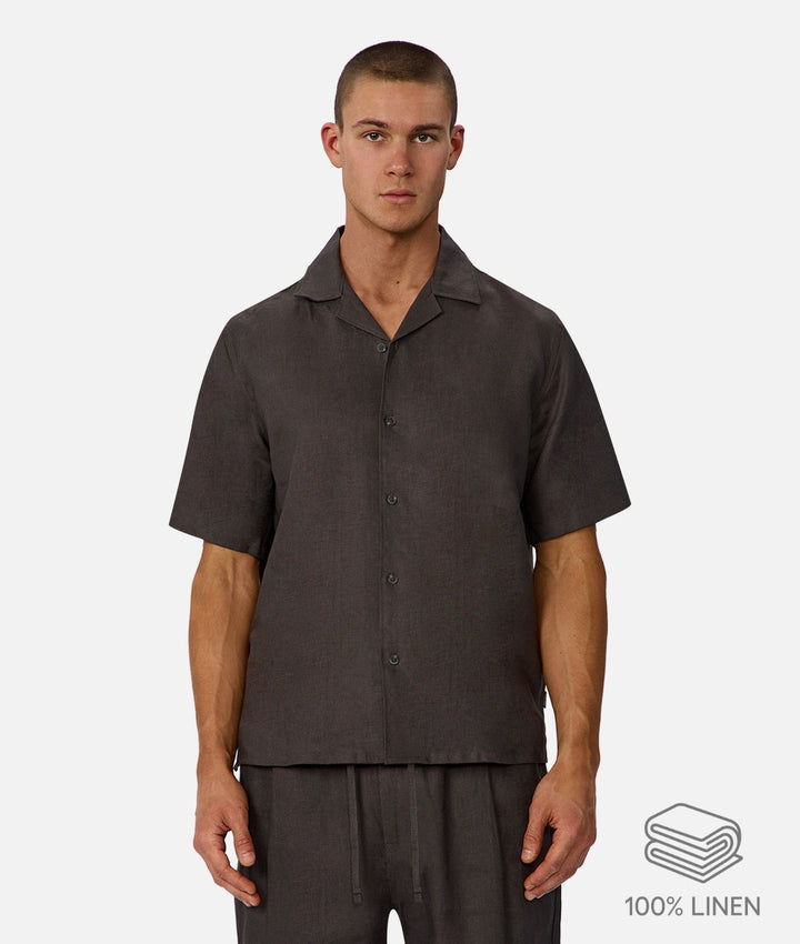 The Lusso Linen Short Sleeve Shirt - Cocoa