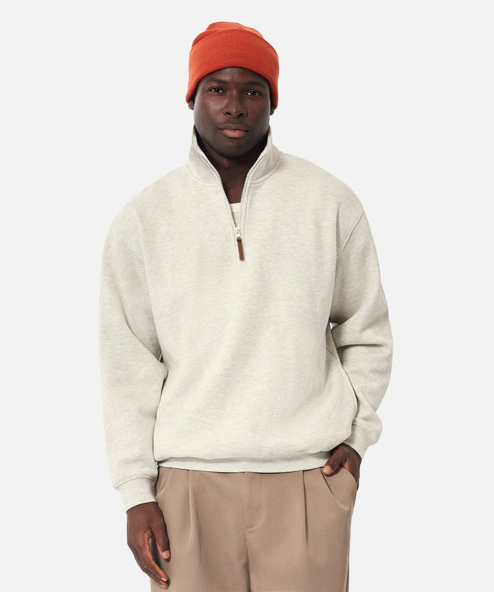 The Staunton Quarter-Zip Sweatshirt - Oatmeal Marle